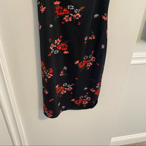 Rebecca Taylor Black Red Floral Cotton Ruffle Bodycon Mini Dress XS - Picture 8 of 12